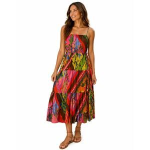 FARM Rio | Dresses | Farm Rio Anthropologie Patchwork Pop Print Midi Dress  L Vibrant Patterns Boho | Poshmark